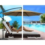 Instahut 3m Outdoor Umbrella Cantilever Beach Garden Patio Beige - Image 4