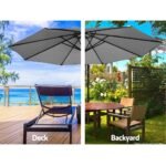 Instahut 3m Outdoor Umbrella Cantilever Beach Garden Patio Grey - Image 4