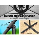 Instahut 3m Outdoor Umbrella Cantilever Beach Garden Patio Grey - Image 5