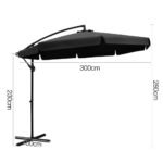 Instahut 3m Outdoor Umbrella Cantilever Garden Beach Patio Black - Image 2
