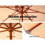 Instahut 3m Outdoor Umbrella Pole Umbrellas Beach Garden Sun Stand Patio Beige - Image 4