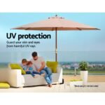 Instahut 3m Outdoor Umbrella Pole Umbrellas Beach Garden Sun Stand Patio Beige - Image 6