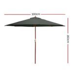 Instahut 3m Outdoor Umbrella Pole Umbrellas Beach Garden Sun Stand Patio Charcoal - Image 2