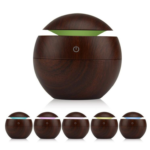 Milano Ultrasonic USB Diffuser with 10 Aroma Oils Humidifier LED Light 130ml - Dark Wood - Image 2