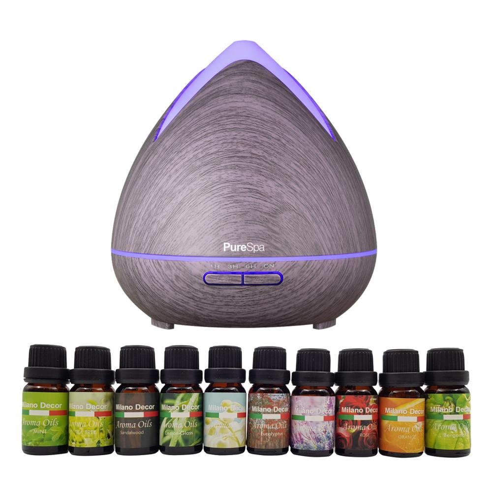 V160-K2696_V160-K2696-02_1 Purespa Diffuser Set With 10 Pack Diffuser Oils Humidifier Aromatherapy - Violet - Image 1