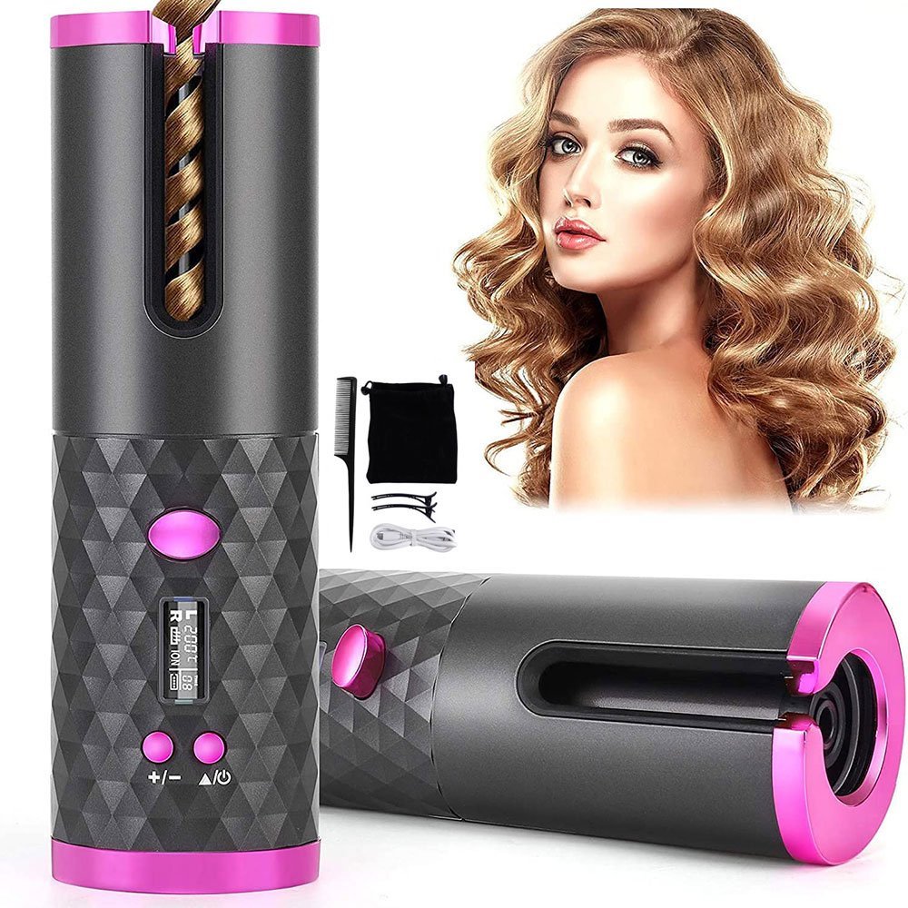 V201-GAA1225DG8AU-87048-00 Hair Curler LCD Ceramic Cordless Auto Rotating Wireless Waver Curling Iron Salon - Image 1
