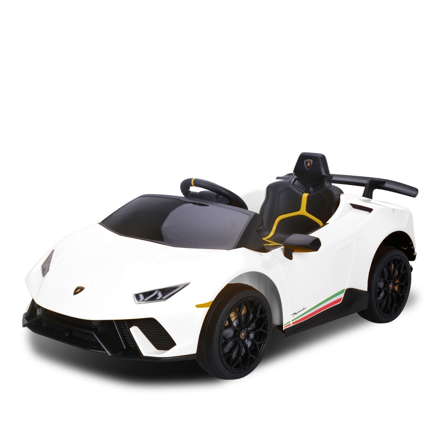 V240-CAR-LAM-WH-70539-00 Kahuna Lamborghini Performante Kids Electric Ride On Car Remote Control by Kahuna - White - Image 1