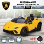 Kahuna Lamborghini Performante Kids Electric Ride On Car Remote Control - Yellow - Image 3