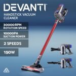 Devanti Handheld Vacuum Cleaner Bagless Cordless Red 150W - Image 3